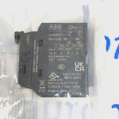 ABB CA4-10 | 1NO Front Mounted Auxiliary Contact Block, Screw Terminals, IP20