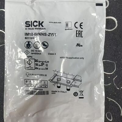 SICK IM18-08NNS-ZW1 - M18 Inductive Proximity Sensor, 8mm Range, Non-Flush, NPN NO, 3-Wire