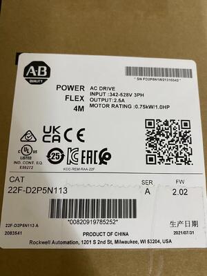 Allen-Bradley 22F-D2P5N113 PowerFlex 40P Drive | 1.5 HP, 240V, 6.0A, Sensorless Vector Specs