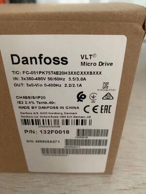 Danfoss FC-051PK75T4E20H3XXCXXXSXXX VFD | 0.75 kW, 380-480V, 3-Phase, IP20, No EMC Filter