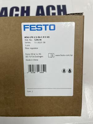 FESTO MS6-LFR Flow Control Valve | 1/2" NPT, Brass, Manual, Needle Valve, Compressed Air Specs