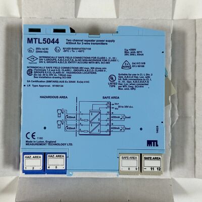 MTL 5044 Dual Isolator | 2-Ch Isolated Input, 4-20mA Output, IS, DIN Rail, ATEX/IECEx/FM