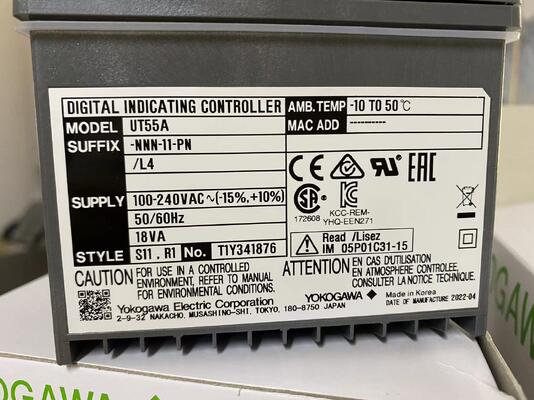 YOKOGAWA UT55A-NNN-11-PNL4 Temperature Controller | 1/8 DIN, PID, Universal Input, Relay Output, Panel Mount