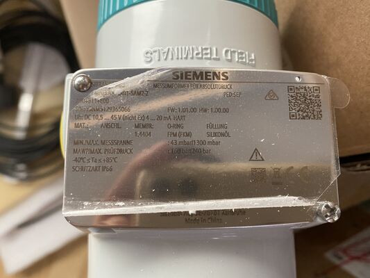 SIEMENS 7MF0330-1LR01-5AM2-Z Transmitter | Gauge Pressure, 4-20mA+HART, 0-100 mbar, 1/2" NPT, Ceramic Sensor