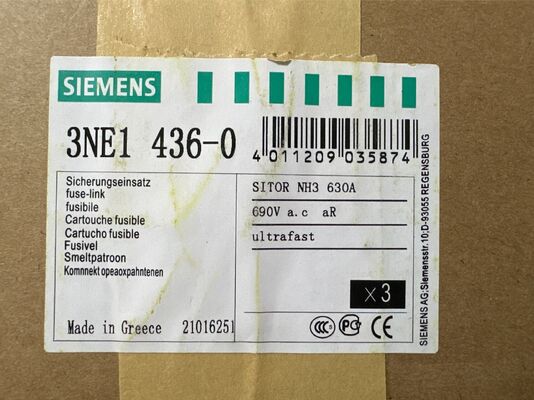 SIEMENS 3NE1436-0 Fuse | Semiconductor, 630A, 800V, aR/gR, for Drive Protection