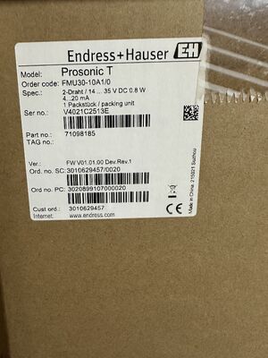 Endress+Hauser FMU30-10A10 Transmitter | Ultrasonic, 4-20mA+HART, 10m, 2" NPT, IP66/68, for Solids