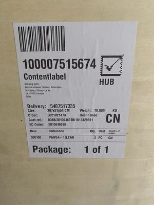 Endress+Hauser FMP54-1JL230 Flow Meter | Electromagnetic, 4-20mA+HART, DN300, IP67, for Liquids