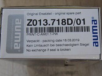 AUMA Z013.718D01 Gearbox | Worm Gear Set, 1/71.5 Ratio, 4kW, for Valve Actuator, Cast Iron