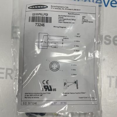 Banner QS18VP6LLPQ8 Laser Sensor | 10m Range, PNP, M18, IP67