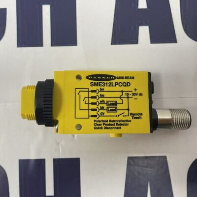 Banner SME312LPCQD Photoelectric Sensor | 1m Polarized Retroreflective, NPN/PNP, M18