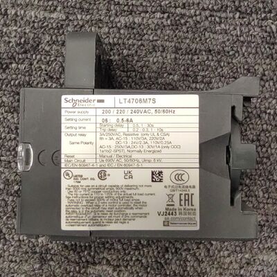 Schneider Electric LT4708M7S | TeSys LT47 Electronic Overcurrent Relay, 0.5-6A, 200-240V AC