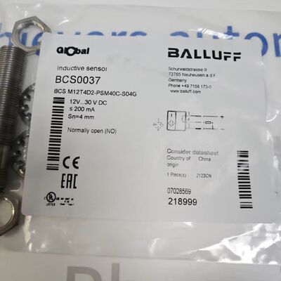 Balluff BCS M12T4D2-PSM40C-S04G | M12 Capacitive Sensor, 4mm Range, PNP NO, M8