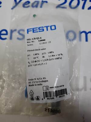 Festo HGL-1/8-QS-6 | G1/8 Meter-In Flow Control Valve, 6mm Tube