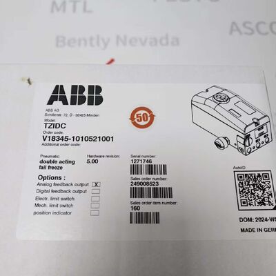 ABB TZIDC V18345 | Intelligent HART Valve Positioner 4–20mA, NAMUR Mount, 1/2" NPT — Single / Double Acting