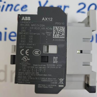 ABB AX12-30-10-80 | 3-Pole Contactor, 220-230V AC Coil, 12A AC-3, 1NO Auxiliary